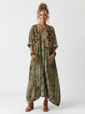 Abito Midi Oversize con Tasche e Bottoni
