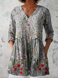 Camicia Lunga con Scollo a V - Grigio