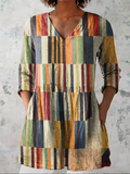 Camicia Lunga con Scollo a V - Multicolore