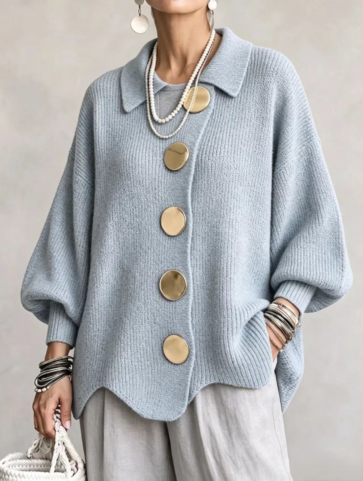 Carolina - cardigan oversize nero, vista laterale