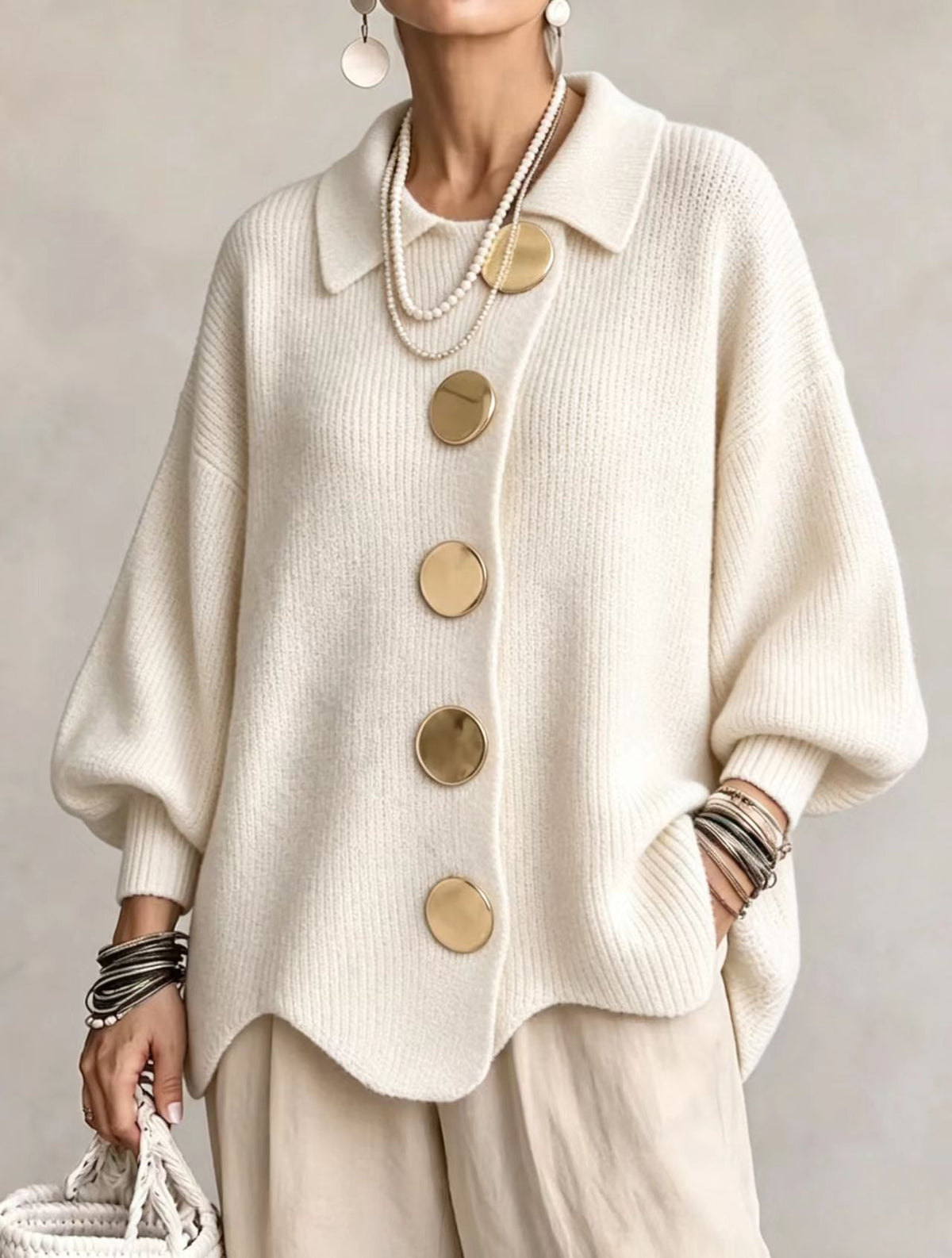 Carolina - cardigan oversize nero, outfit completo