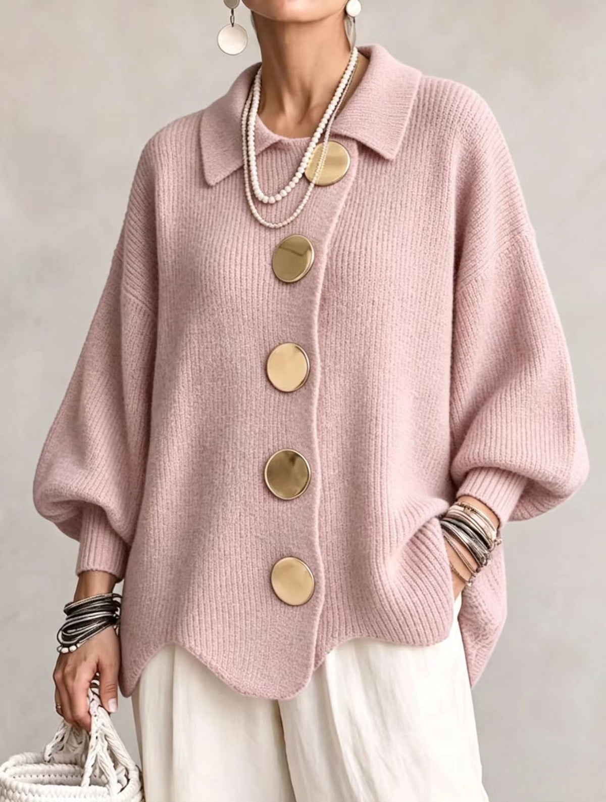 Carolina - cardigan oversize nero, vista posteriore