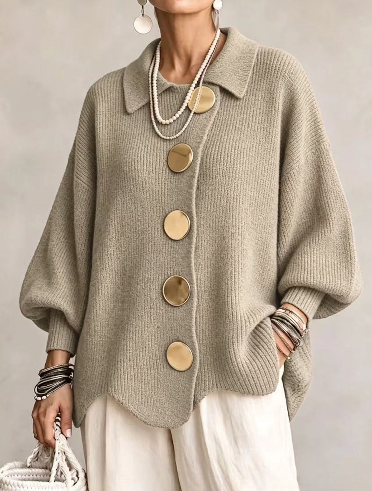 Carolina - cardigan oversize nero, dettaglio tessuto
