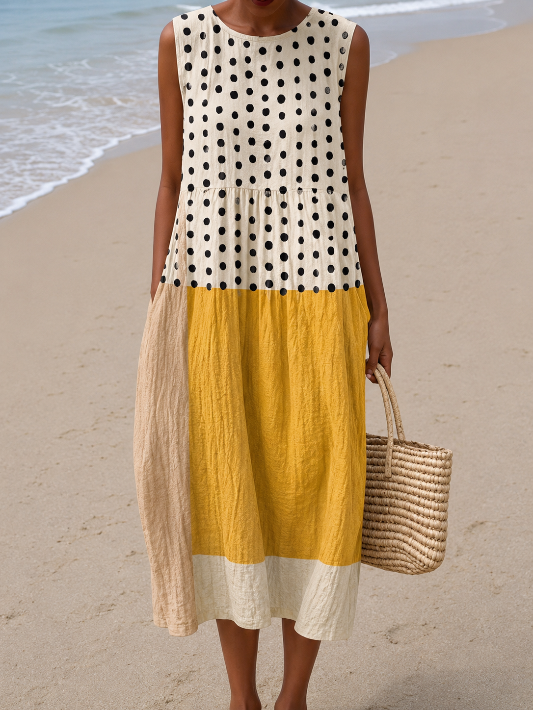 Leah | Abito Midi Colorblock a Pois