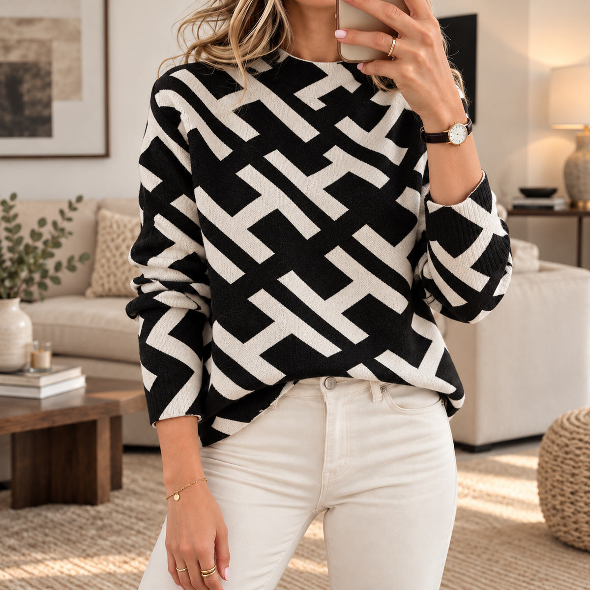 Greta - Maglione Jacquard Bicolore (frontale)