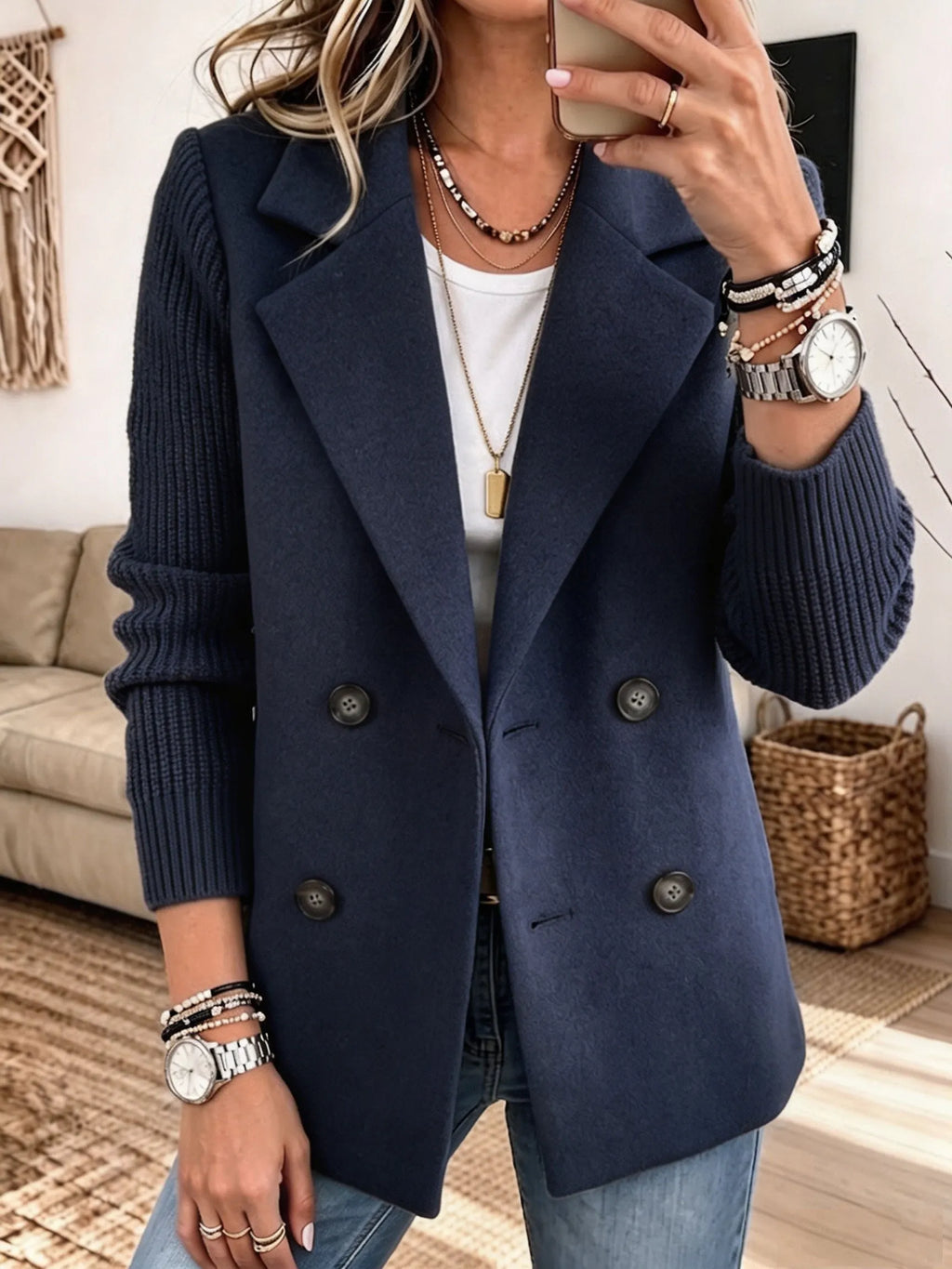 Eleonora | Blazer Bicolore con Maniche a Coste